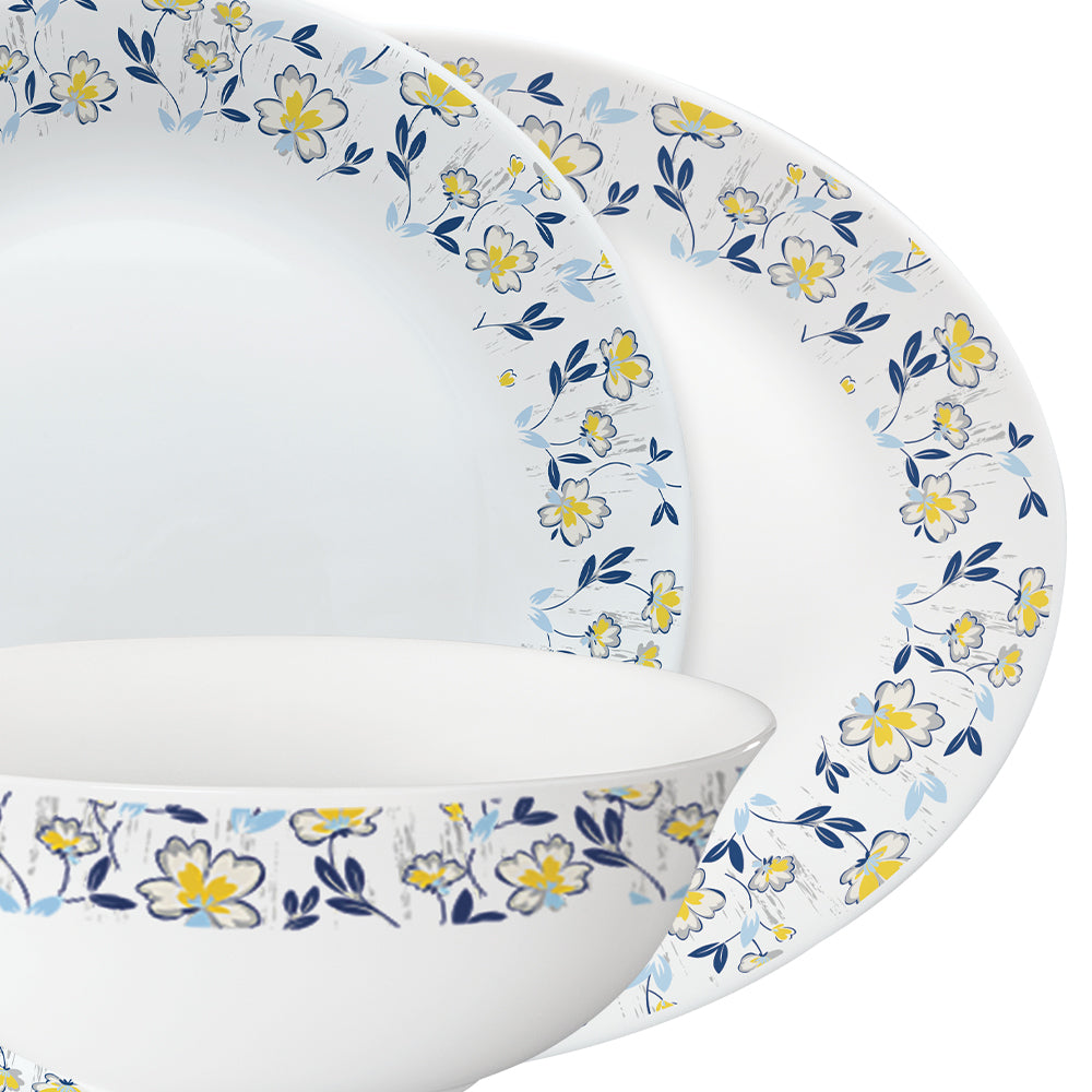 Larah by Borosil, Amara Blue Dinner Set 33 pc Set: Serves 6