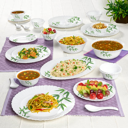 Larah by Borosil Bamboo Leaves Dinner Set 33 pc Set: Serves 6