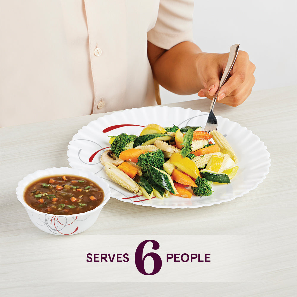 Larah by Borosil Boro Dinner Set 33 pc Set: Serves 6