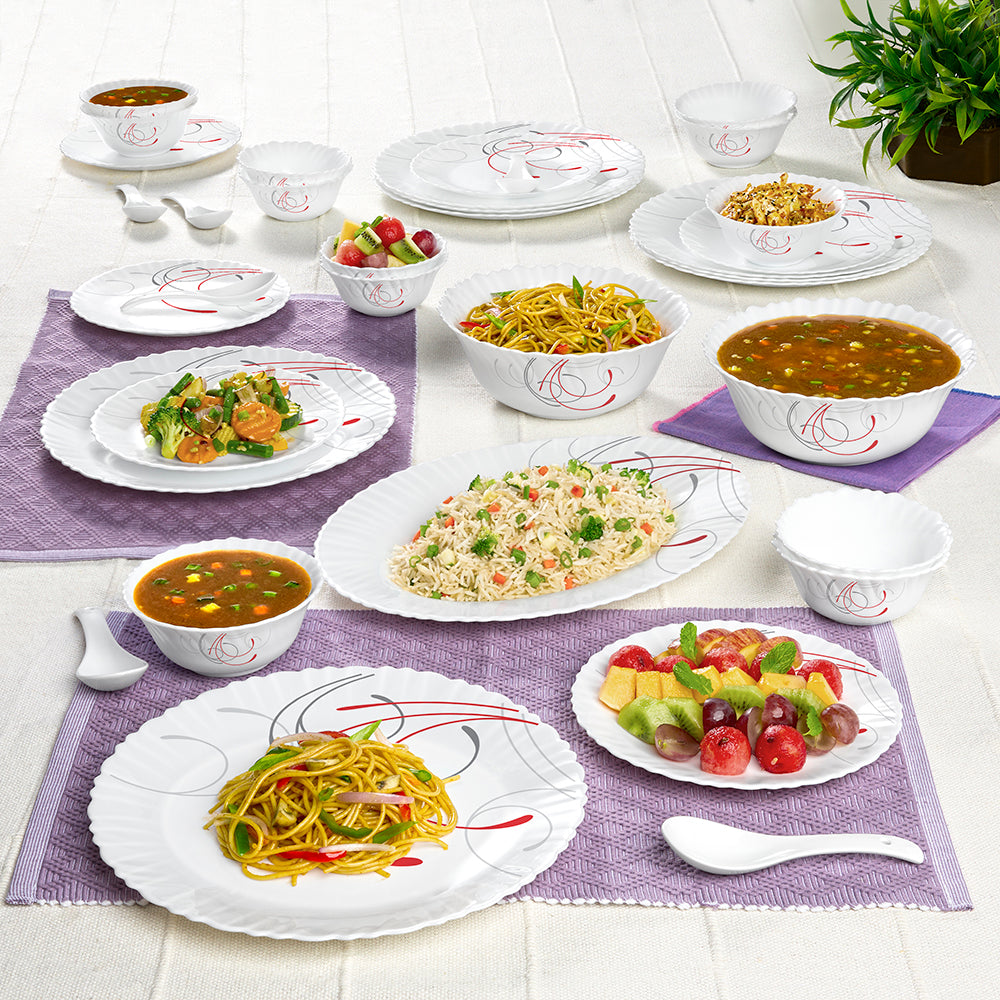 Larah by Borosil Boro Dinner Set 33 pc Set: Serves 6