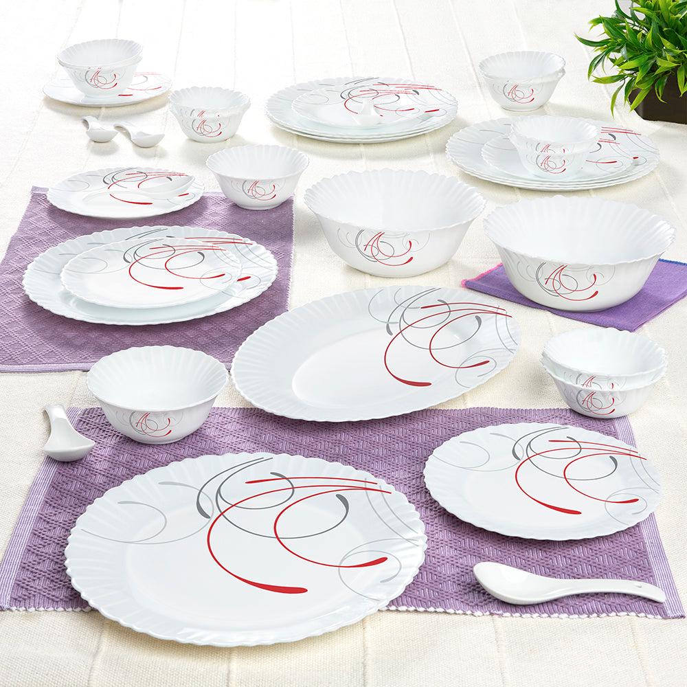 Larah by Borosil Boro Dinner Set 33 pc Set: Serves 6