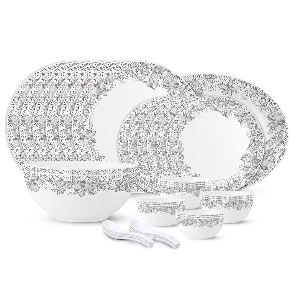 Larah by Borosil, Eden Blue Dinner Set 33 pc Set: Serves 6
