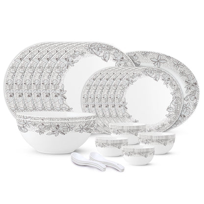 Larah by Borosil, Eden Blue Dinner Set 33 pc Set: Serves 6