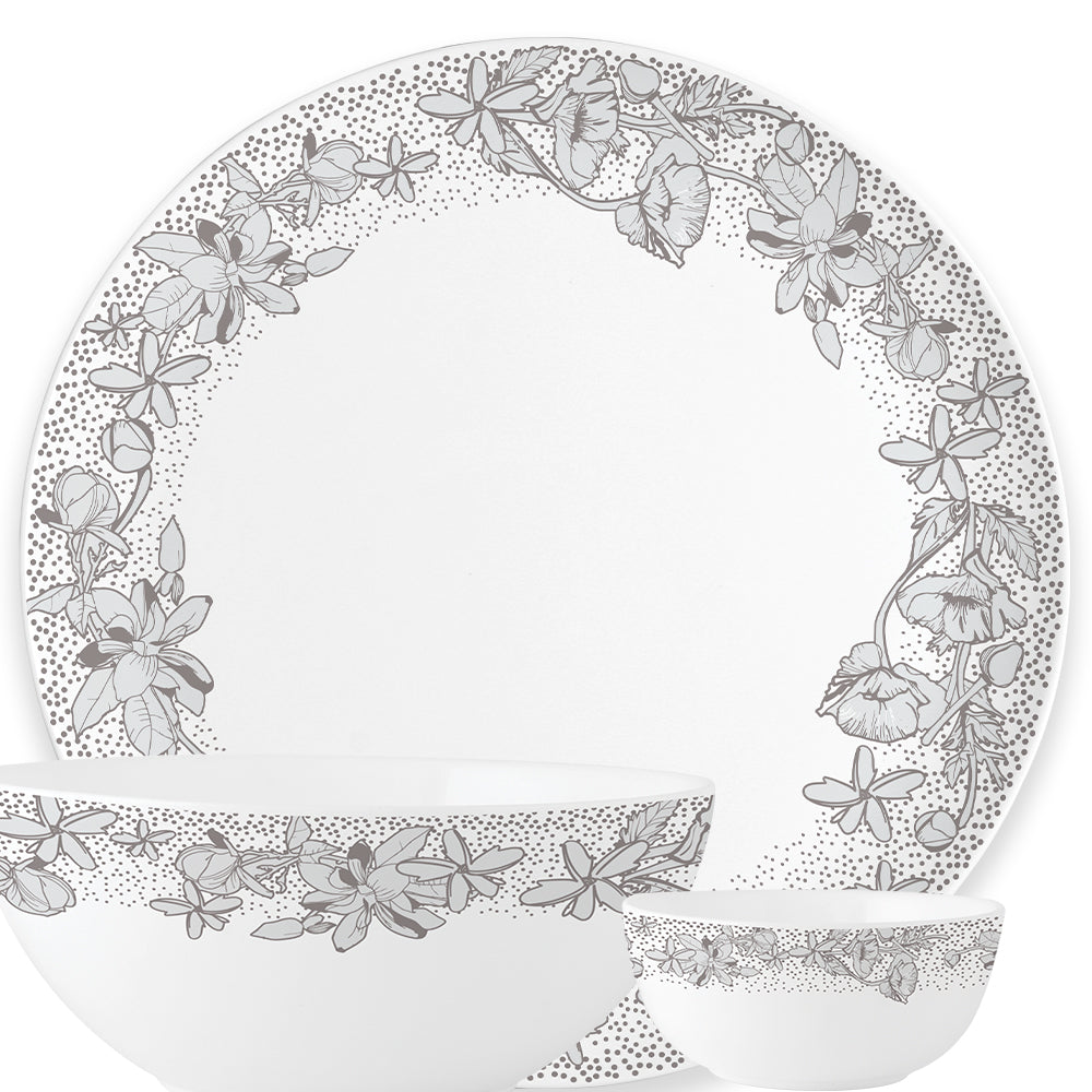 Larah by Borosil, Eden Blue Dinner Set 33 pc Set: Serves 6