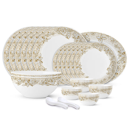 Larah by Borosil, Eden Green Dinner Set 33 pc Set: Serves 6