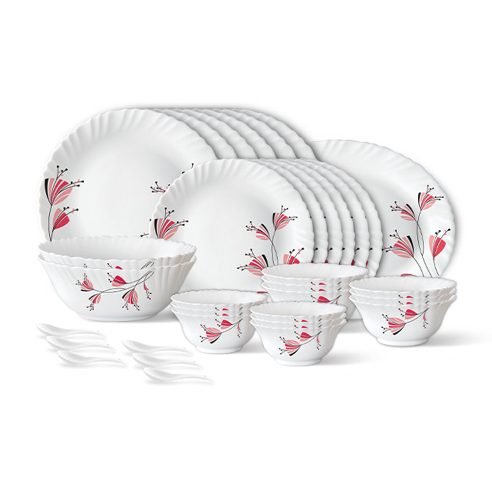 Larah by Borosil, Gloria Dinner Set 33 pc Set: Serves 6