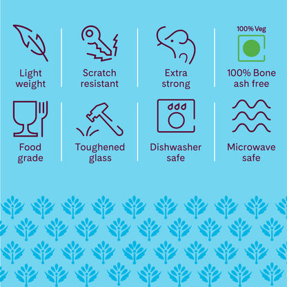 Larah by Borosil, Opalware, Microwave Safe, Green Nova Dinner Set (Serves 4,6,8) 33 pc Set: Serves 6