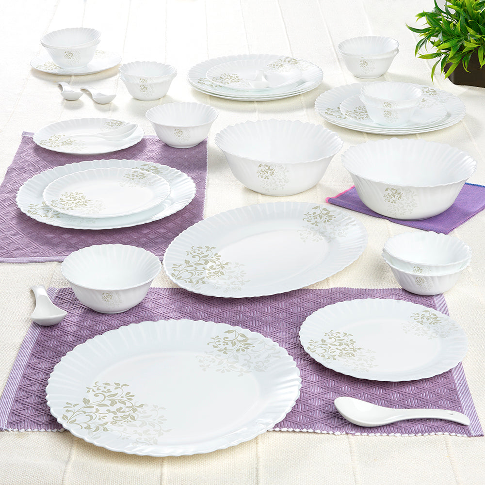 Larah by Borosil Ingot Dinner Set 33 pc Set: Serves 6 (Option 1)