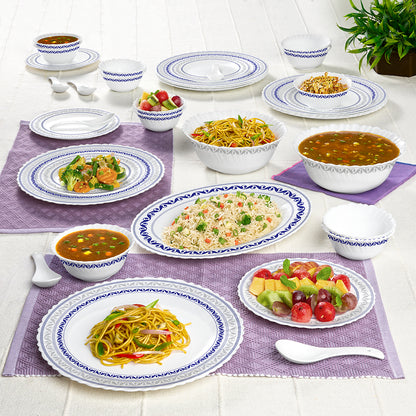 Larah by Borosil Jazzblue Dinner Set 33 pc Set: Serves 6 (Option 1)