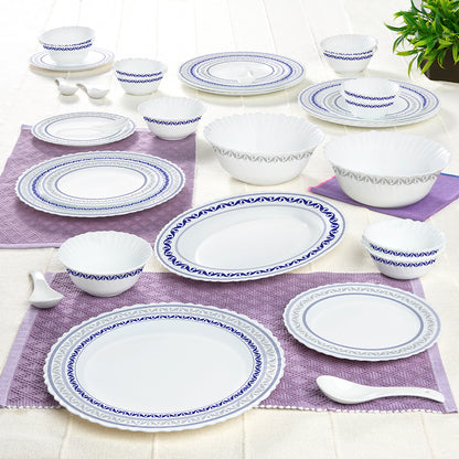 Larah by Borosil Jazzblue Dinner Set 33 pc Set: Serves 6 (Option 1)