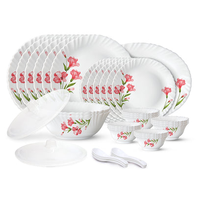 Larah by Borosil, Marina Peach Dinner Set 33 pc Set: Serves 6