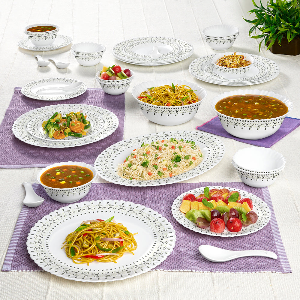 Larah by Borosil Ora Gold Dinner Set 33 pc Set: Serves 6 (Option 1)