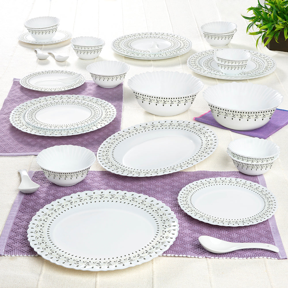 Larah by Borosil Ora Gold Dinner Set 33 pc Set: Serves 6 (Option 1)