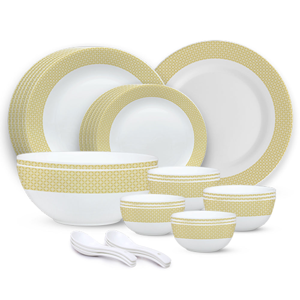 Larah by Borosil, Orleans Dinner Set 33 pc Set: Serves 6