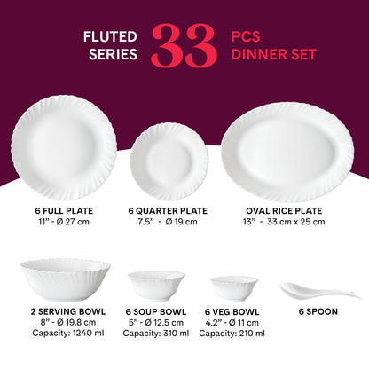 Larah by Borosil, Persia Dinner Set 33 pc Set: Serves 6