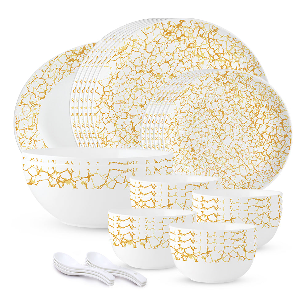 Larah by Borosil, Petra Dinner Set 33 pc Set: Serves 6