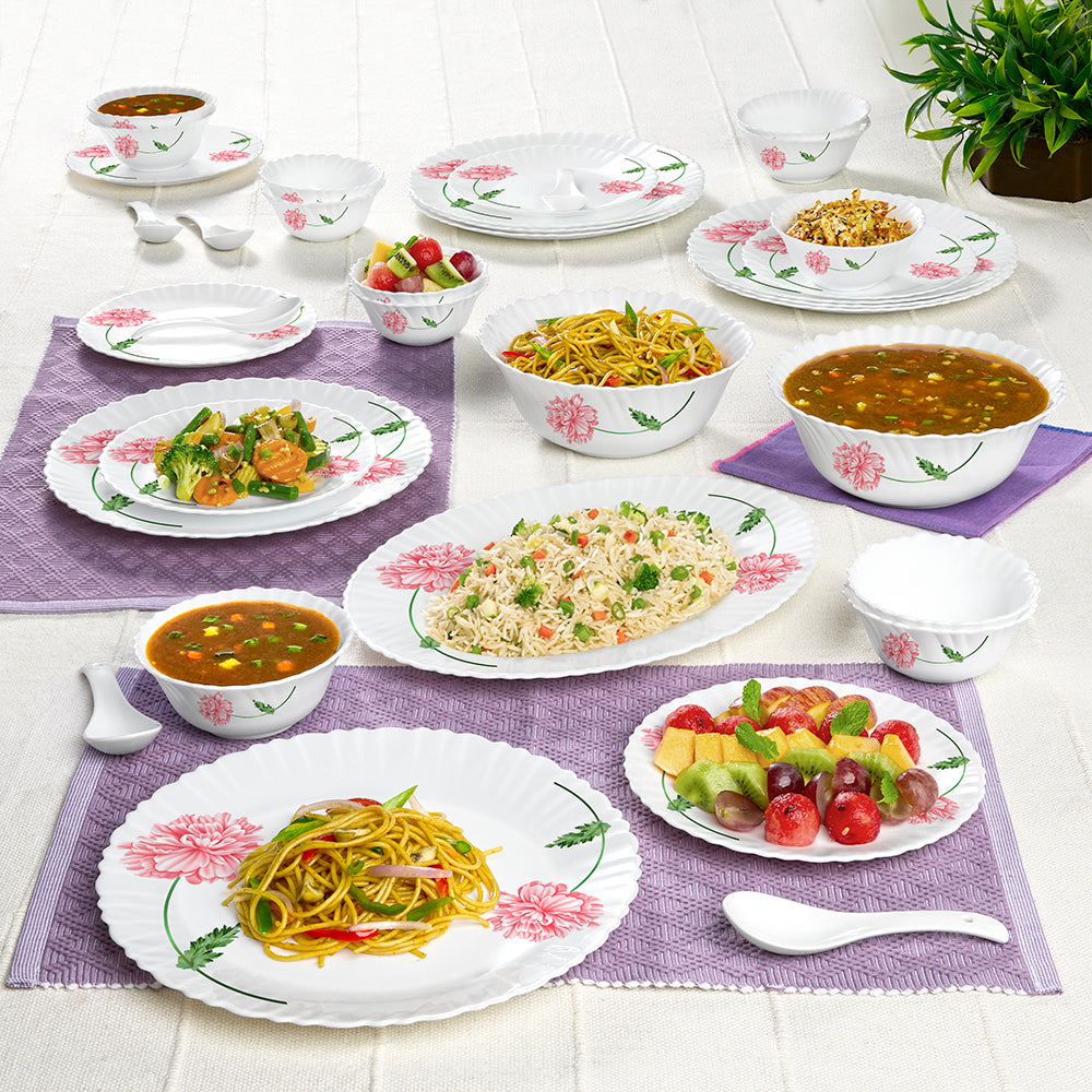 Larah by Borosil Red Mist Dinner Set 33 pc Set: Serves 6 (Option 1)