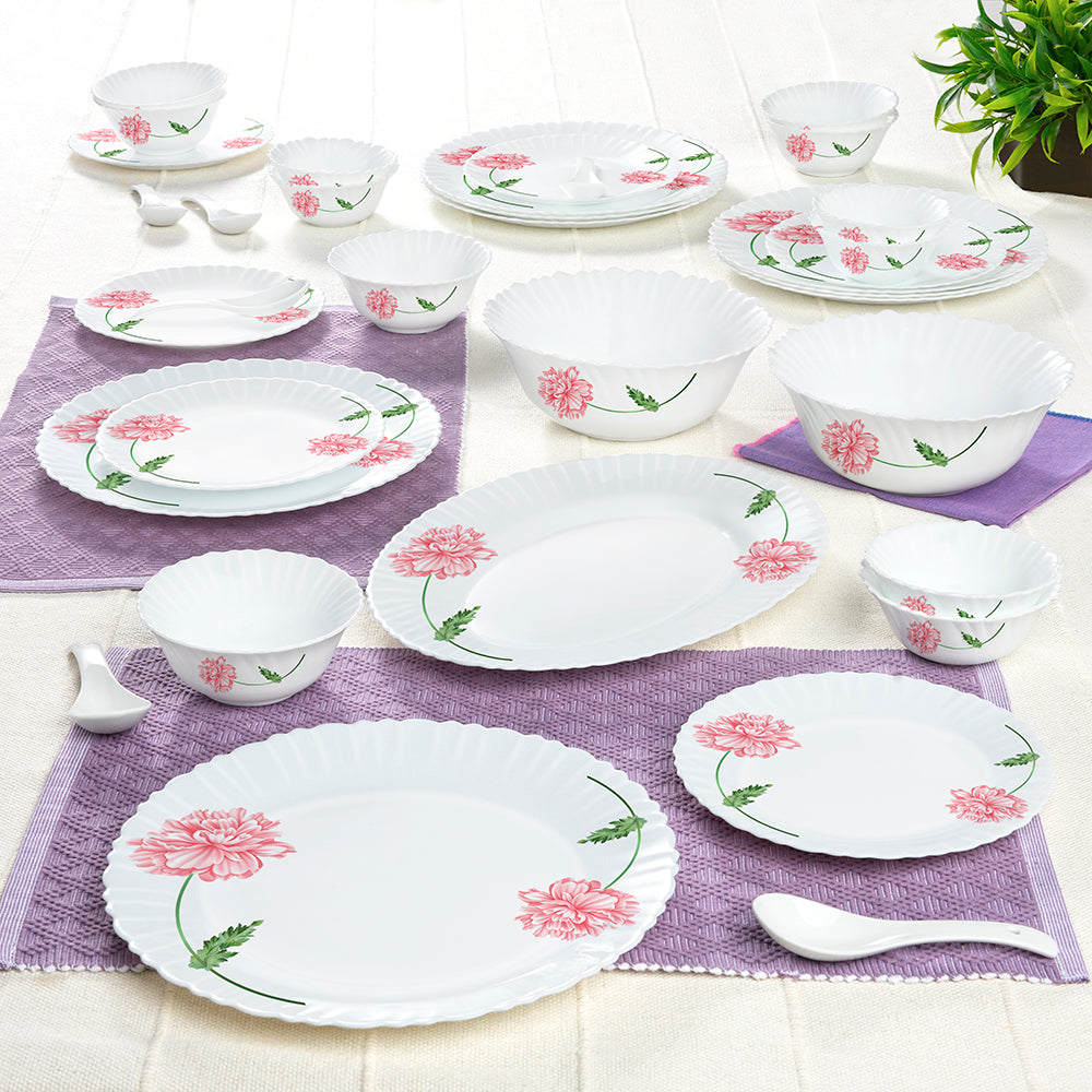 Larah by Borosil Red Mist Dinner Set 33 pc Set: Serves 6 (Option 1)