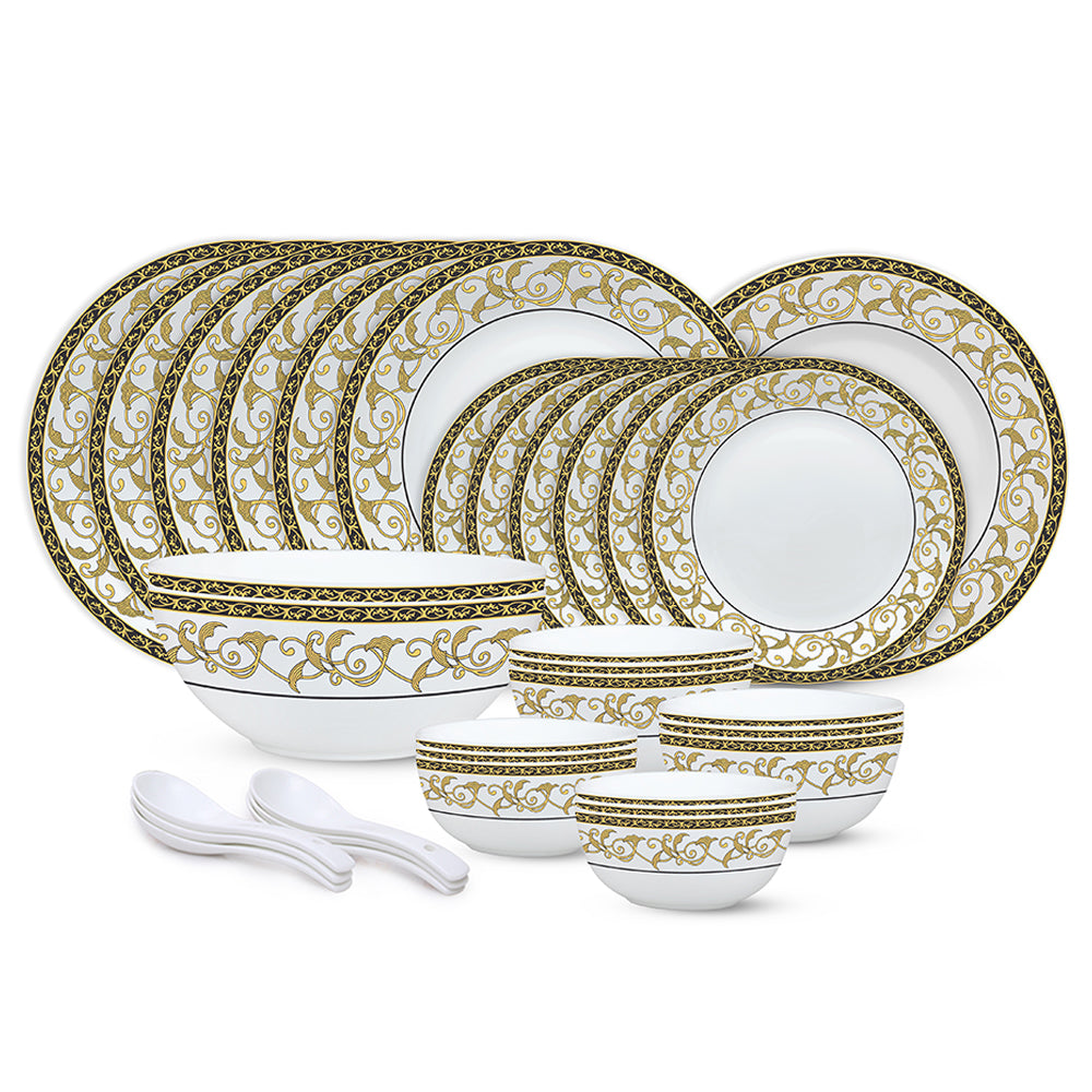 Larah by Borosil Royale Dinner Set 33 pc Set: Serves 6
