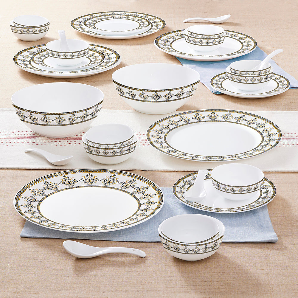 Larah by Borosil Syrah Dinner Set 33 pc Set: Serves 6
