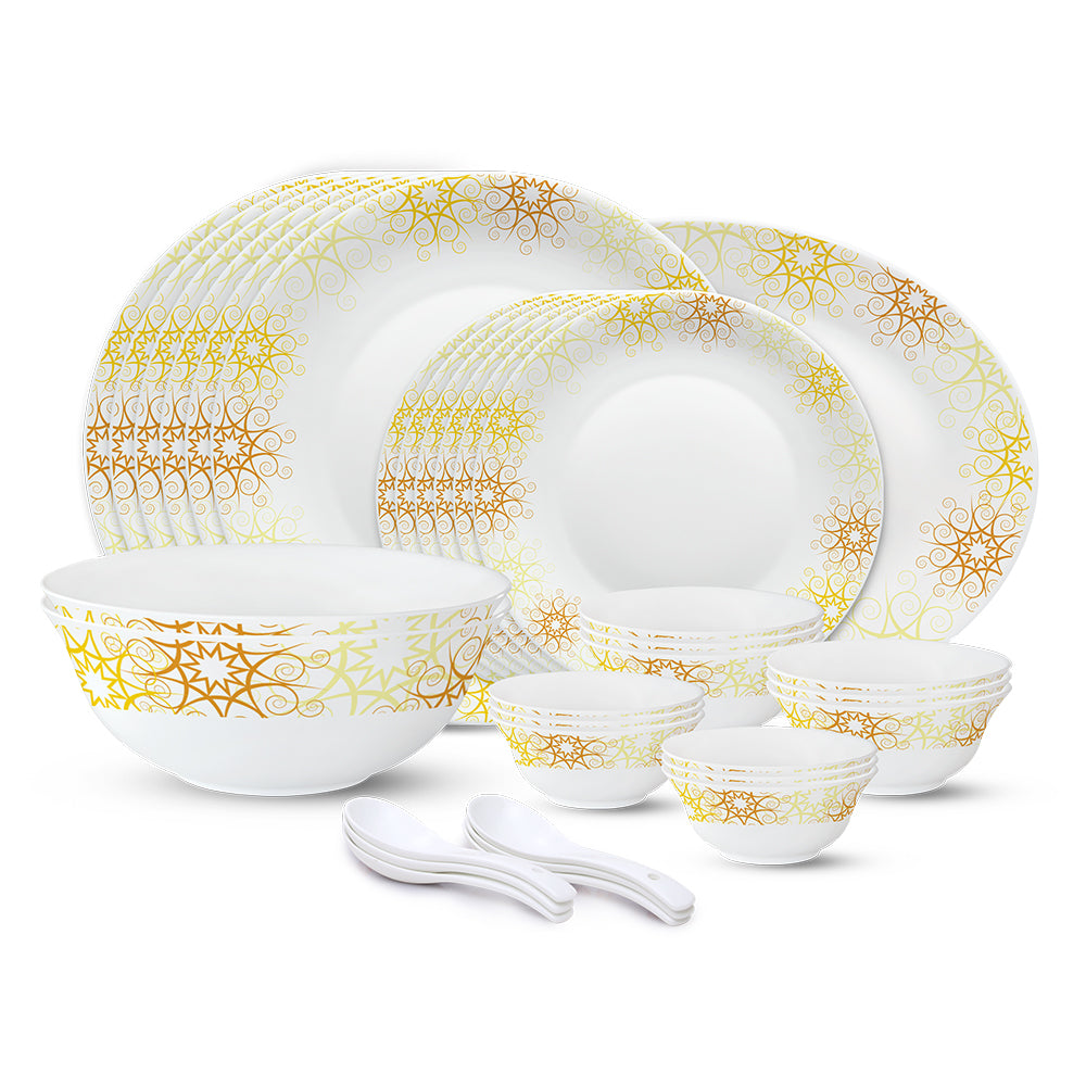 Larah by Borosil, Zoya Dinner Set 33 pc Set: Serves 6