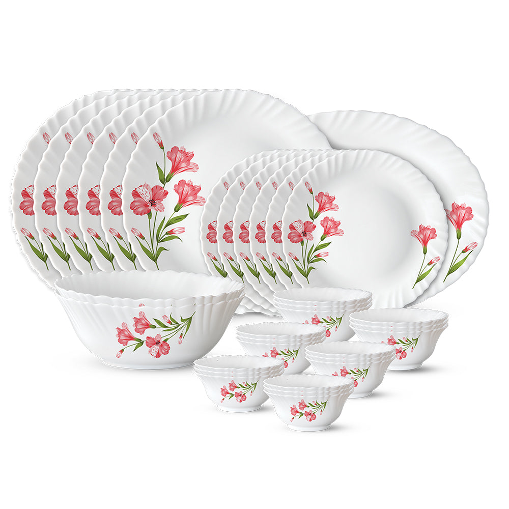 Larah by Borosil, Marina Peach Dinner Set, 66 pc