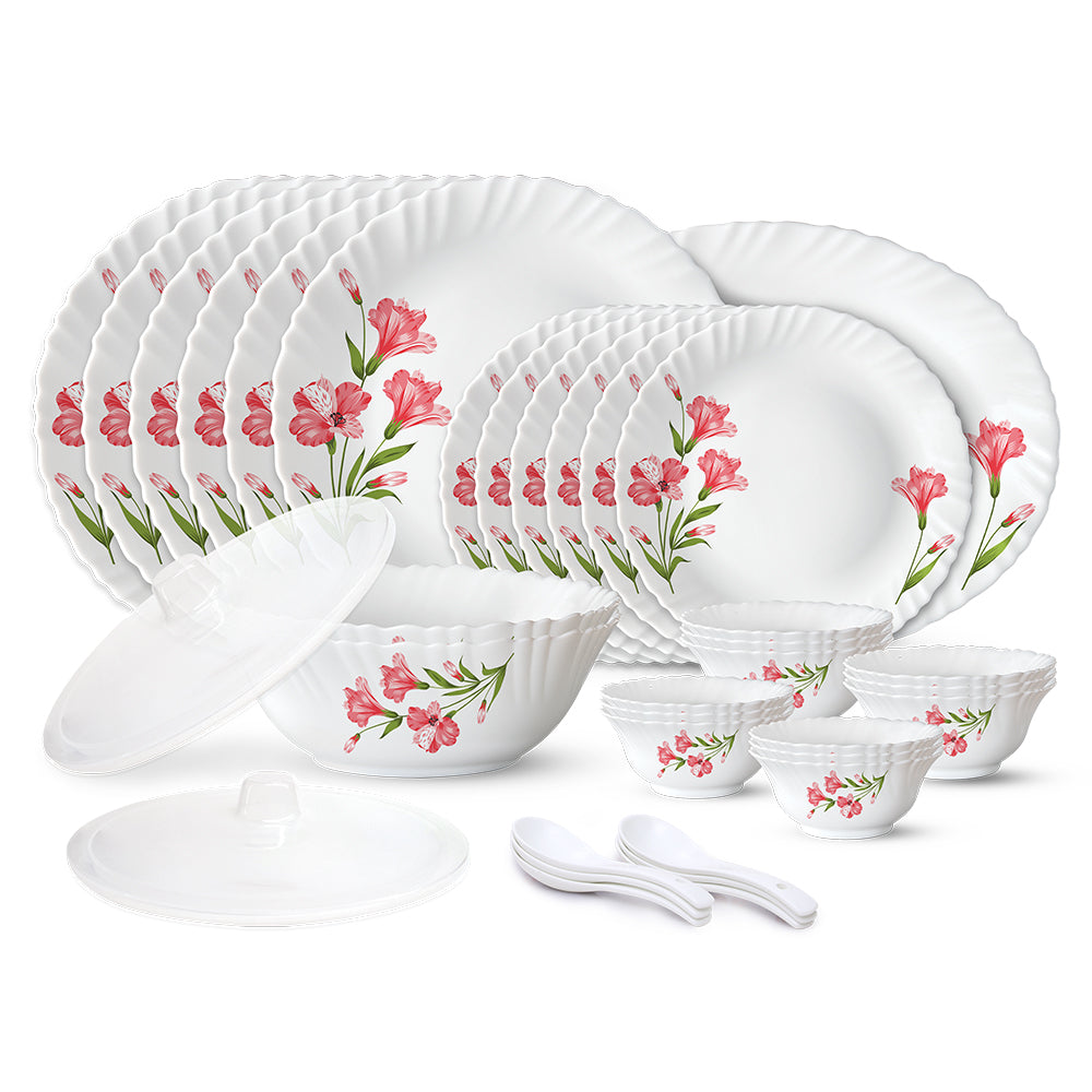Larah by Borosil, Marina Peach Dinner Set 35 pc Set: Serves 6