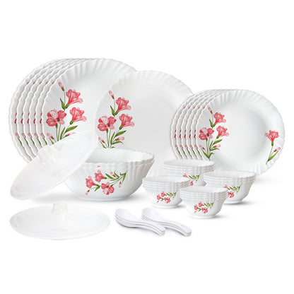 Larah by Borosil, Marina Peach Dinner Set 35 pc Set: Serves 6 (Option 2)