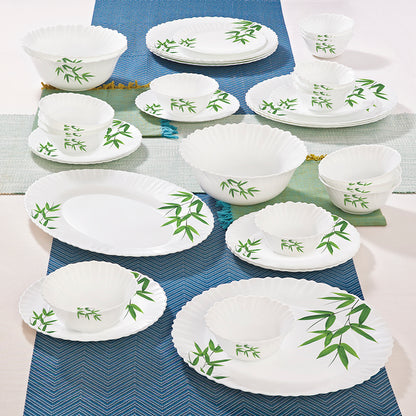 Larah by Borosil Bamboo Leaves Dinner Set 36 pc Set: Serves 8