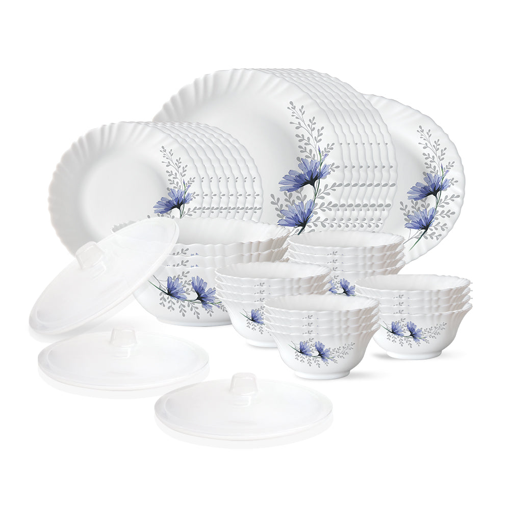 Larah by Borosil, Bellflower Dinner Set 36 pc Set: Serves 8