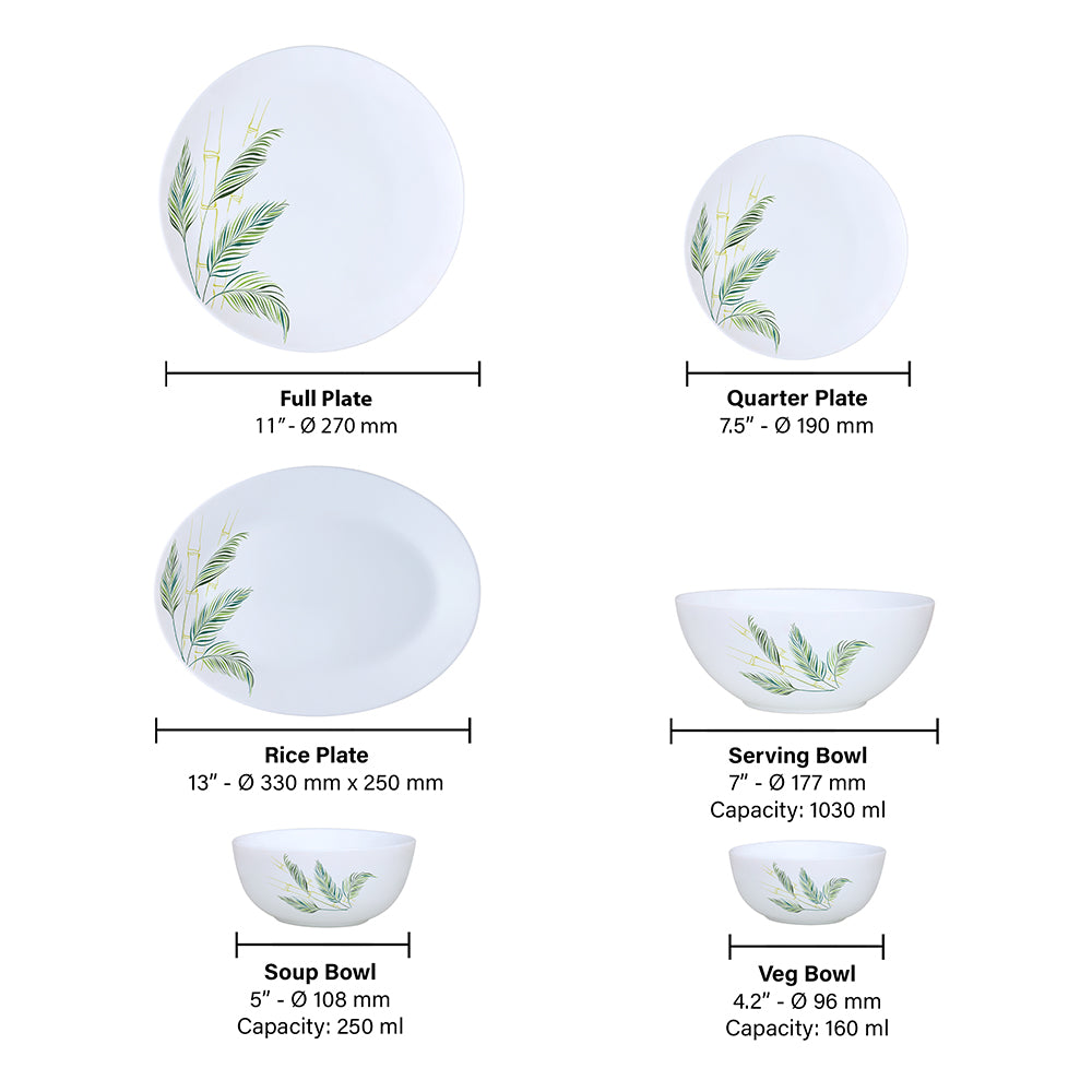 Larah by Borosil Breeze Dinner Set 36 pc Set: Serves 8