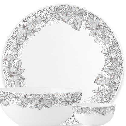 Larah by Borosil, Eden Blue Dinner Set 36 pc Set: Serves 8