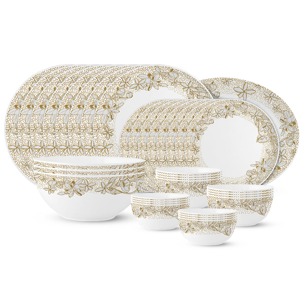 Larah by Borosil, Eden Green Dinner Set 36 pc Set: Serves 8