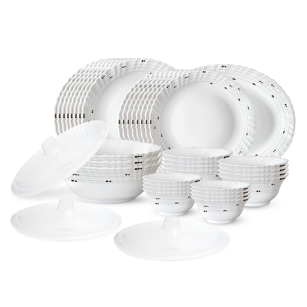 Larah by Borosil, Grey Cosmic Dinner Set 36 pc Set: Serves 8 (Option 2)