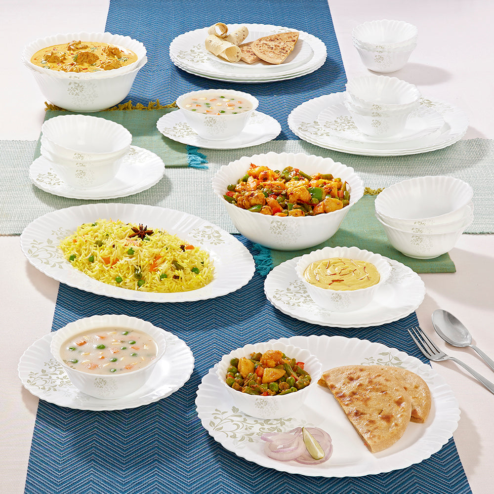Larah by Borosil Ingot Dinner Set 36 pc Set: Serves 8