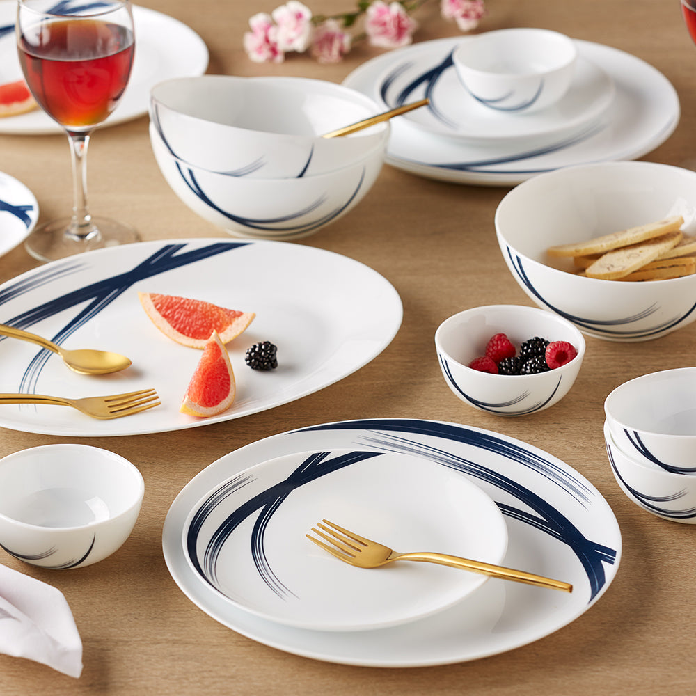 Larah by Borosil Indigo Stella Dinner Set 36 pc Set: Serves 8