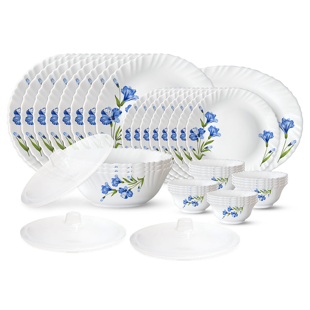 Larah by Borosil, Marina Blue Dinner Set 36 pc Set: Serves 8