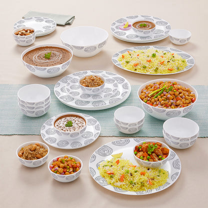 Larah by Borosil Moonbeam Dinner Set 36 pc Set: Serves 8