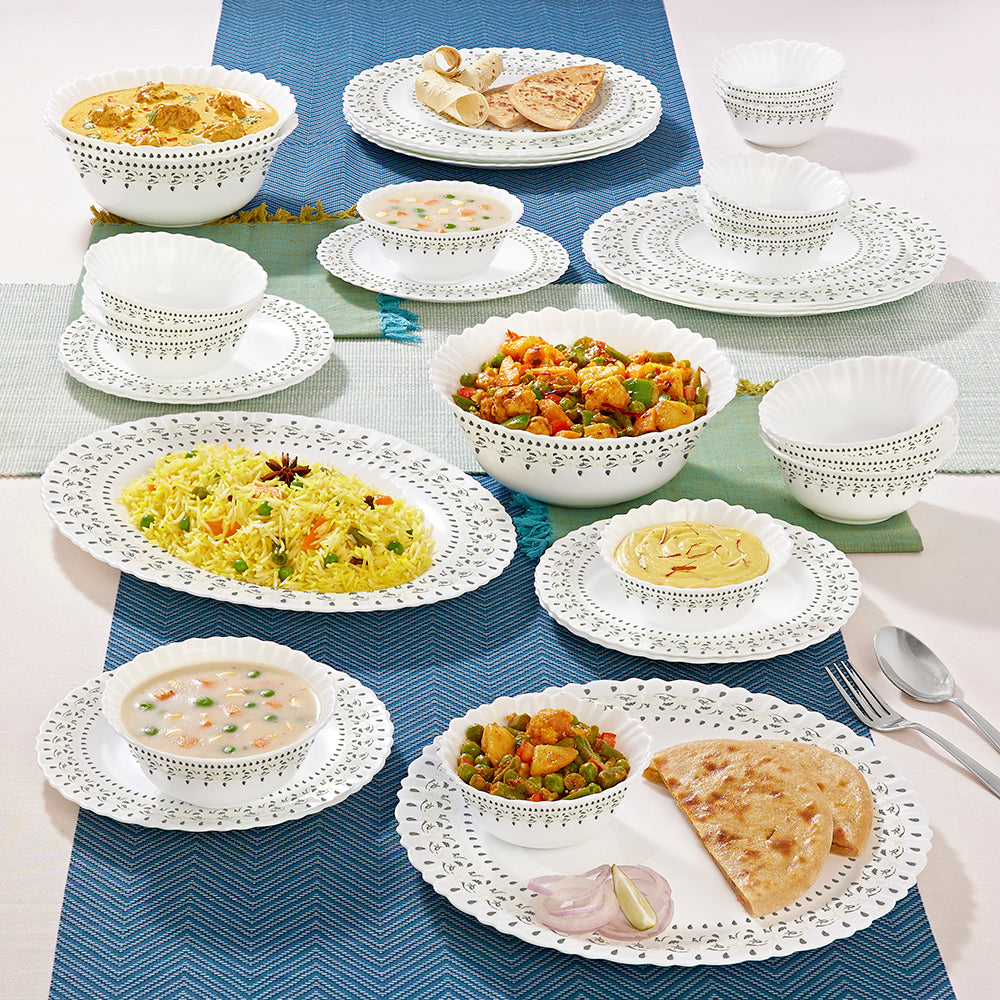 Larah by Borosil Ora Gold Dinner Set 36 pc Set: Serves 8