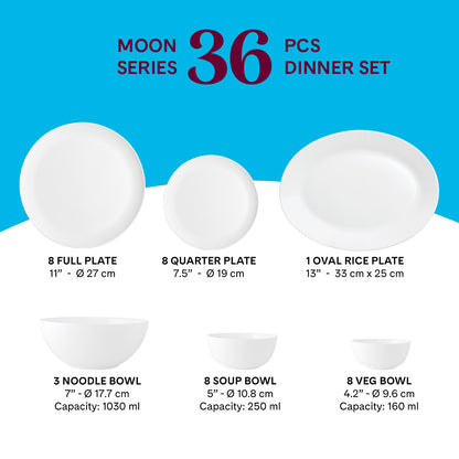 Larah by Borosil, Petra Dinner Set 36 pc Set: Serves 8