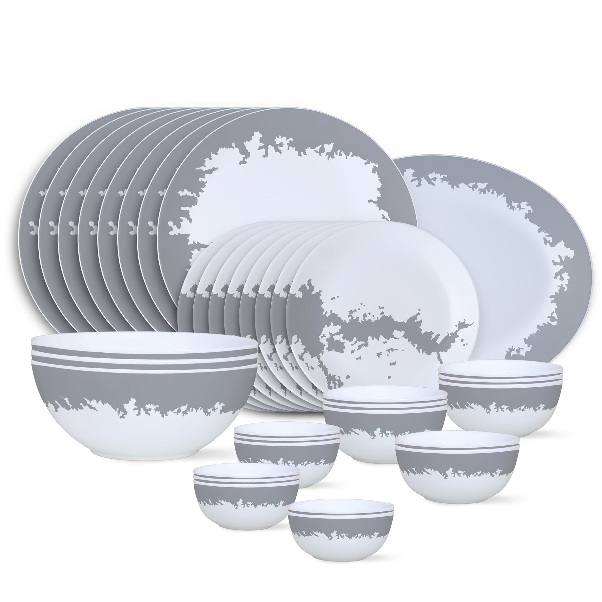 Larah by Borosil Silver Luna Dinner Set 36 pc Set: Serves 8