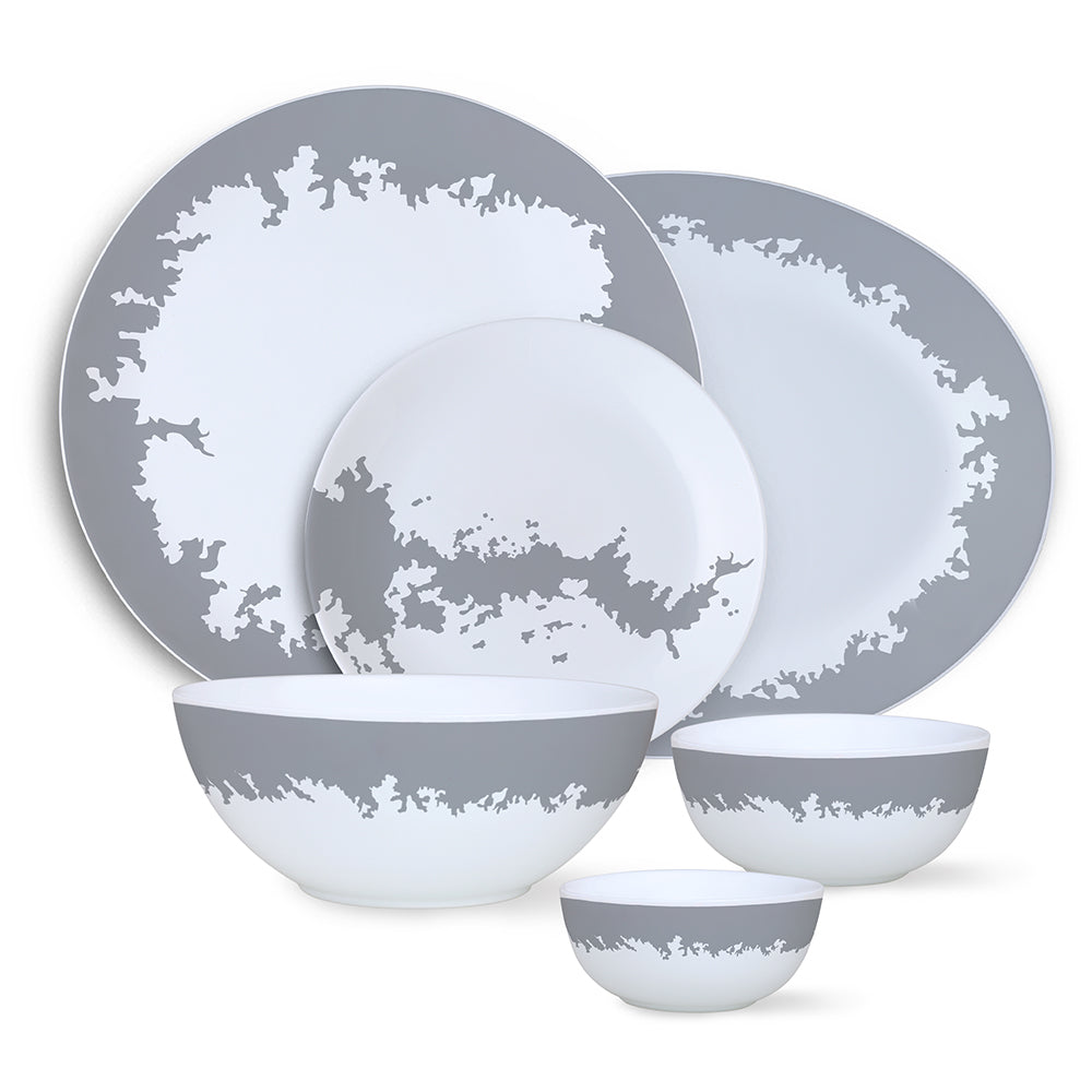 Larah by Borosil Silver Luna Dinner Set 36 pc Set: Serves 8
