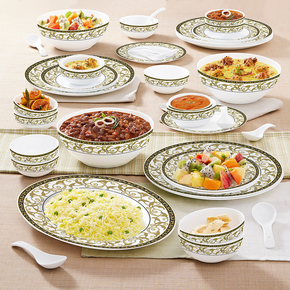 Larah by Borosil Royale Dinner Set 44 pc Set: Serves 8
