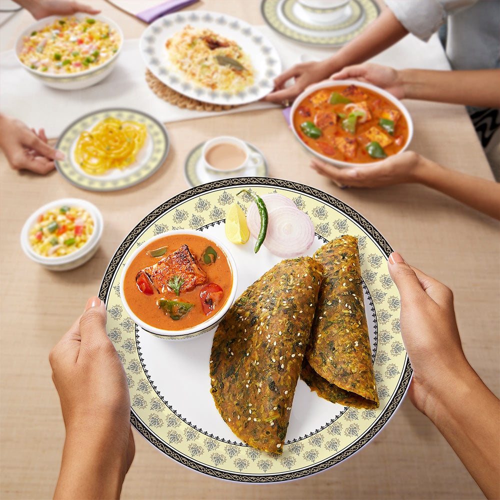Larah by Borosil Amer Dinner Set 45 pc Set: Serves 6