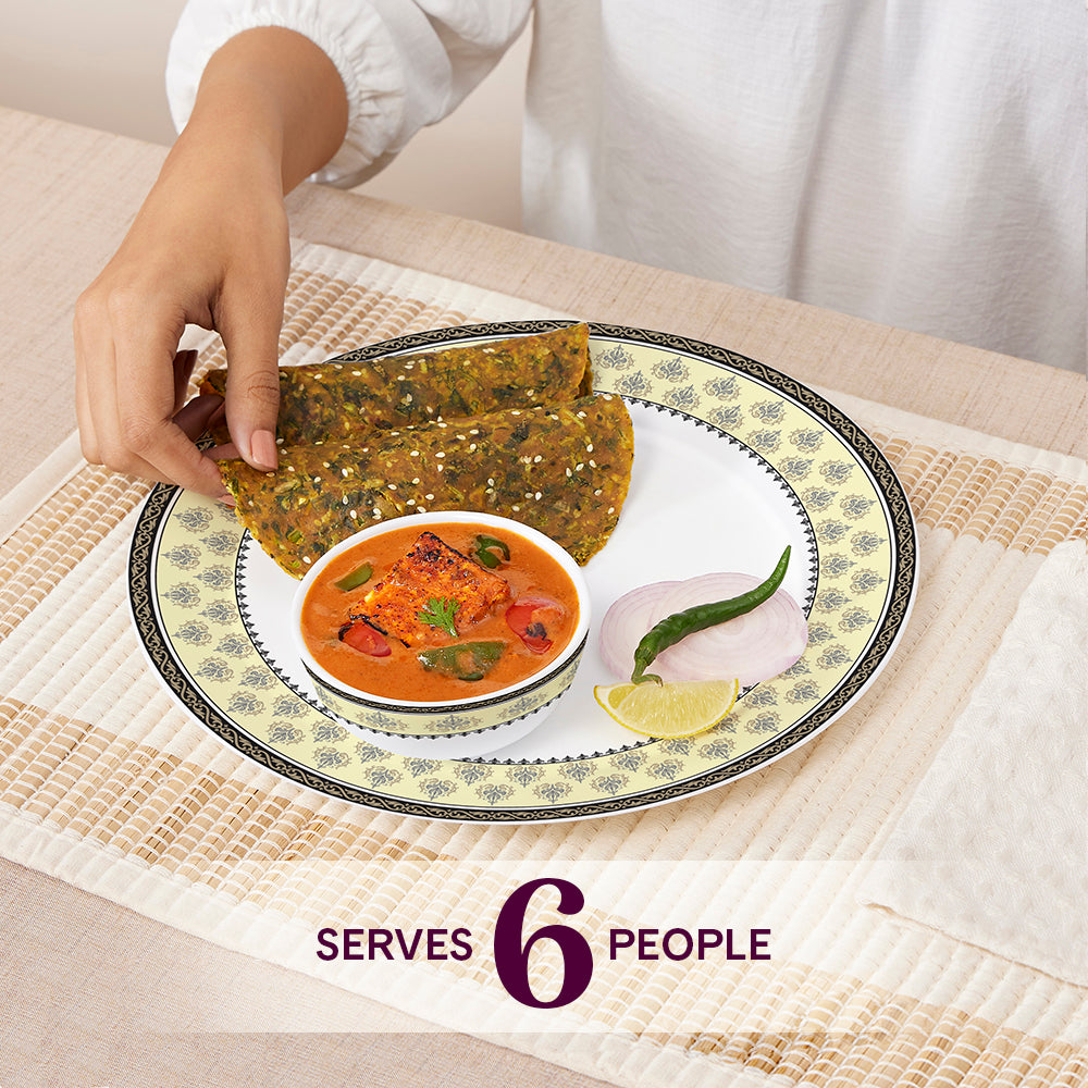 Larah by Borosil Amer Dinner Set 45 pc Set: Serves 6