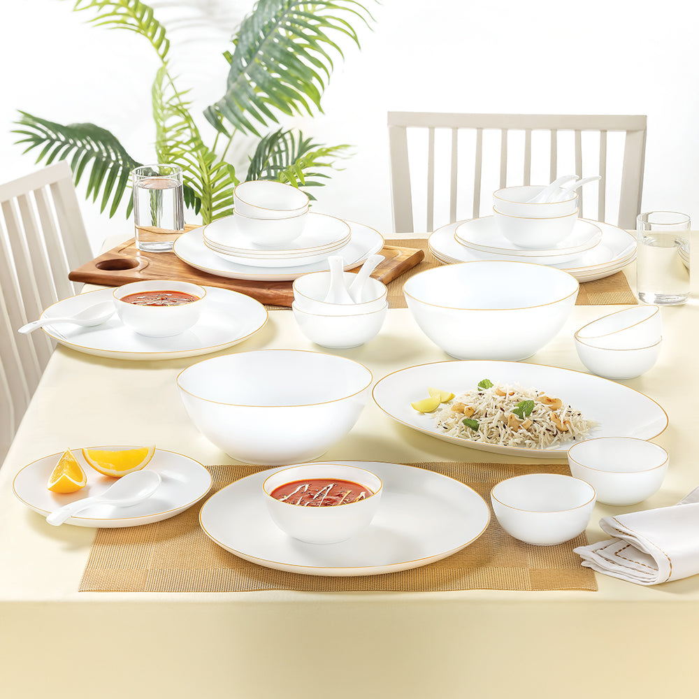 Larah by Borosil, Gold Line Dinner Set