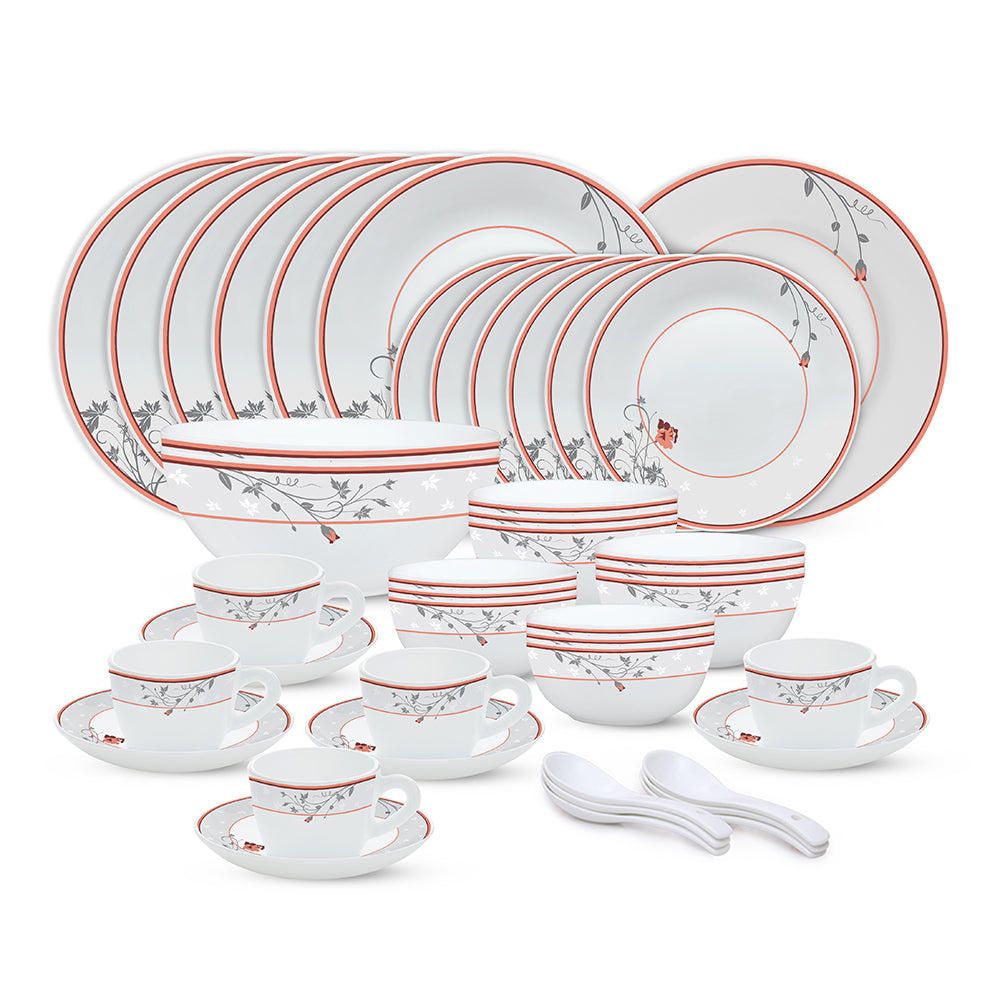 Larah by Borosil Quartz Dinner Set 45 pc Set: Serves 6