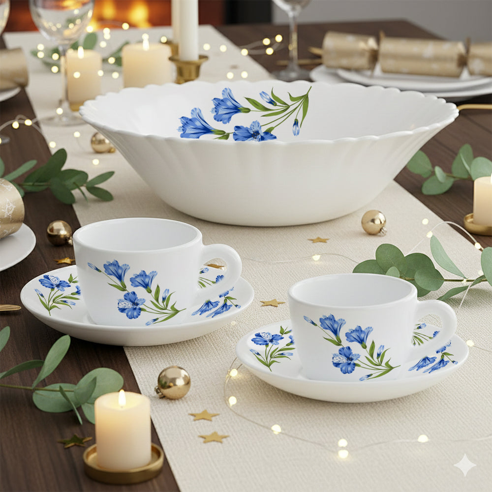 Larah By Borosil Marina Blue Tea Set