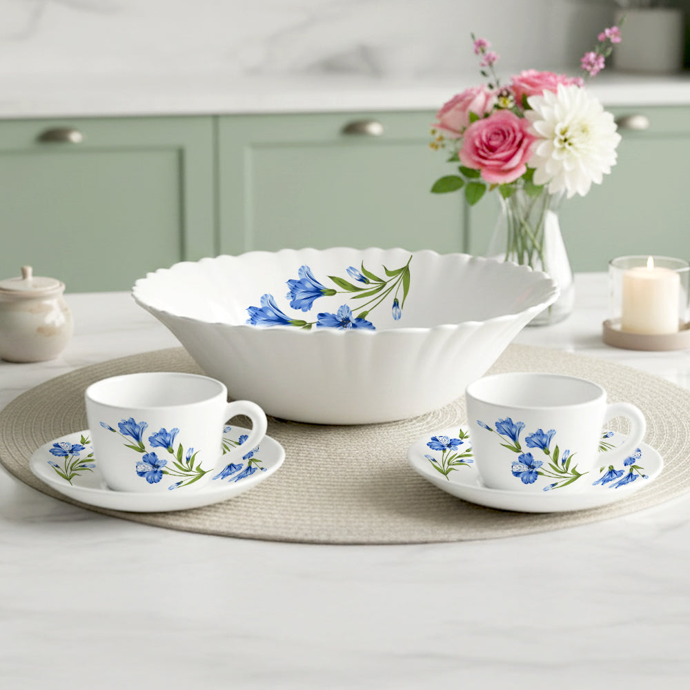 Larah By Borosil Marina Blue Tea Set