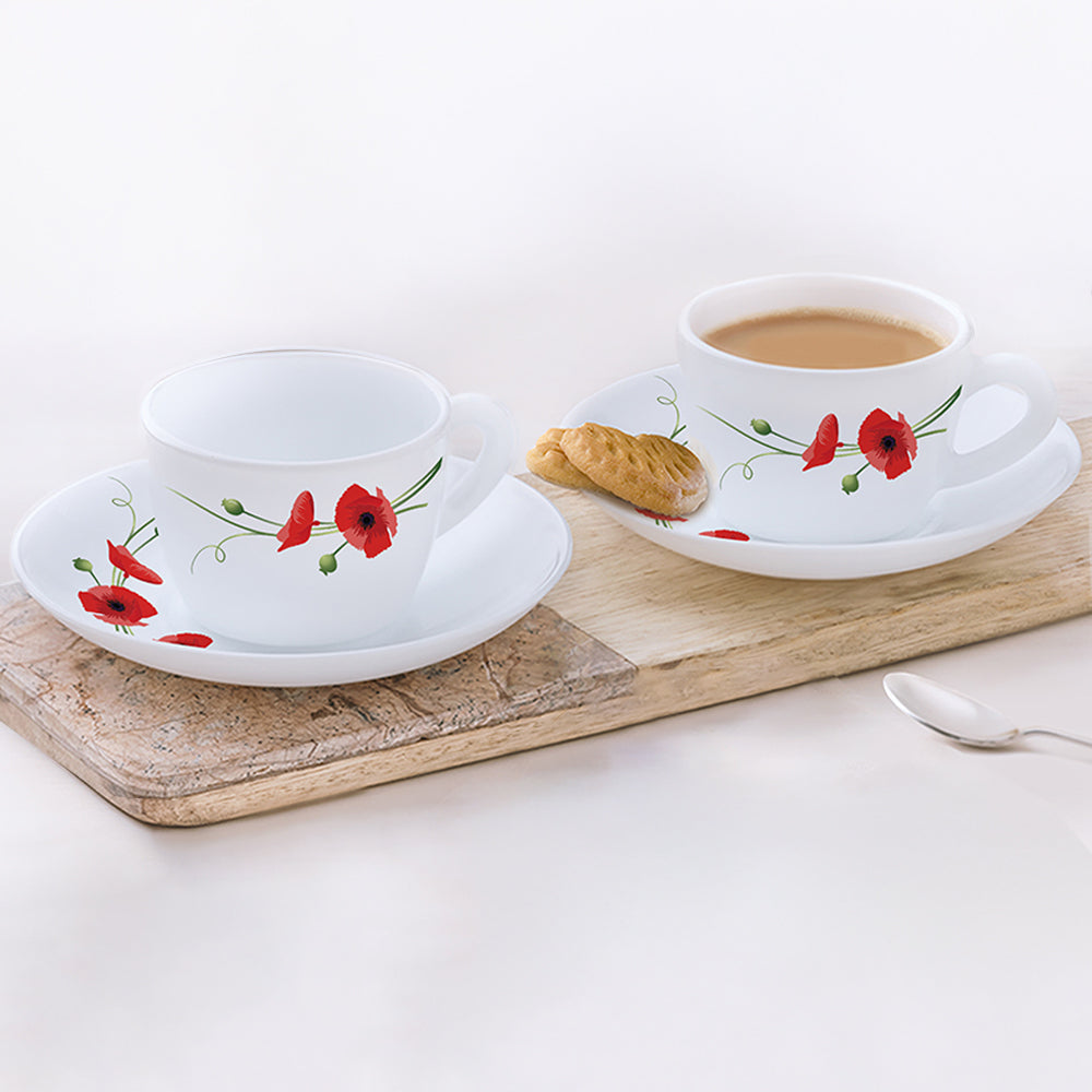 Larah By Borosil Red Carnation Tea Set 5 pc set